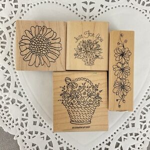 Vintage flower floral bouquet rubber stamps paper craft art